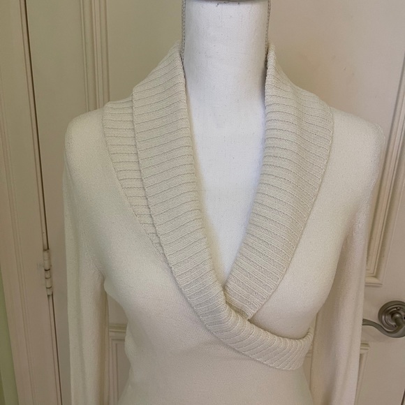 BCBG Cream Shawl Collar Sweater - Picture 6 of 13